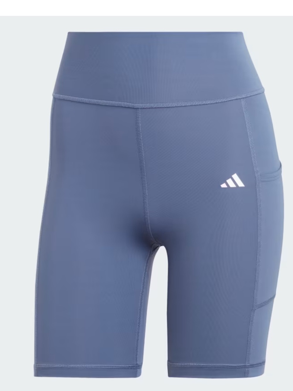 adidas Optime 7” leggings Women’s High-Waist Slate Blue Bike Shorts Side Pocket